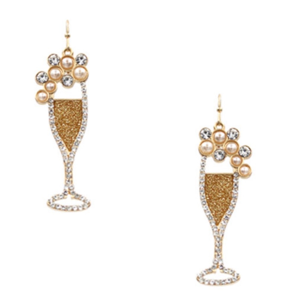 Wine Glass Glitter Earring